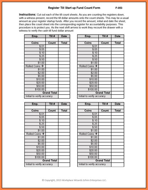 end of day cash register report template excel